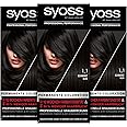 Syoss Syoss Color Coloration 1_1 Black Level 3 (3 x 115 ml), Permanent Hair Colour for Up to 10 Weeks of Colour Intensity and 80% Less Hair Breakage