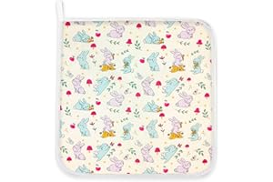 Panini Tessuti, Tovagliolo in puro cotone per la pappa - pranzo - merenda in asilo dimensione 31 x 31 cm Fantasia coniglietti