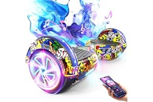 SISIGAD Elektrisches selbstbalancierendes Hoverboard mit 6.5“ Reifen, Dual Motor, Bluetooth Flash Wheel mit LED Licht Selbstbalancierendes Rad Elektro Scooter