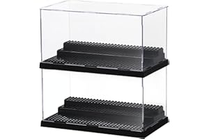 Winter Shore Expositor Metacrilato Apilable de 3 Niveles [Juego de 2] - Organizador Transparente para Minifiguras, Juguetes y Construcción de Bloques - A Prueba de Polvo y Placas Base Tachonadas