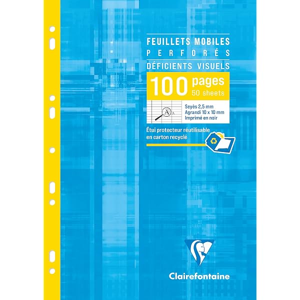 Clairefontaine Lot De 10 Carnets Agrafés Pour Déficients Visuels - 11x17 Cm Grands Carreaux