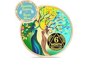 LParkin 6 Month Sobriety Coin for Women, Recovery Sisters AA Medallion, Tree of Life 6 Month AA Coin, Sobriety Gifts for Women, 6 Month Sober Chip, Alcoholics Anonymous Token