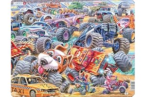 Larsen PG5 Course Monster Trucks, Puzzle Cadre avec de 35 pièces