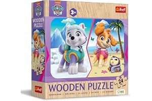 Trefl – Träpussel: PAW Patrol, Paw Patrol för flickor - 24 bitar, Wooden Puzzle läggspel, Rundade kanter, Dekorativt mönster