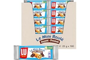 LU - LULU Miniroulés au Chocolat - Génoise Tendre et Moelleuse - Lot de Gâteaux Individuels - Idéal pour le Goûter des Enfants - Gâteau Fabriqué en France - Pack de 180 Sachets de 25 g
