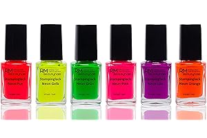 ‎RM BEAUTYNAILS Stampinglack Neon Set Rot Gelb Grün Pink Lila Orange Stempellack Nail Stamping 6er Pack (6 x5ml)
