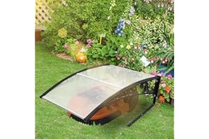 Fiqops Wiata garażowa dla robota koszącego, 106 x 87 x 50 cm, wykonana z poliwęglanu, osłona przed deszczem, gradem i promieniowaniem UV