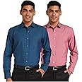 Amazon Brand - Symbol Men's Solid Cotton Formal Shirt | Casual | Plain | Full Sleeve | Combo Pack of 2-Regular Fit (Available in Plus Size)