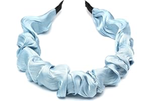 QinGoo Fascia per capelli da donna, in raso, 1 pezzo (blu chiaro)