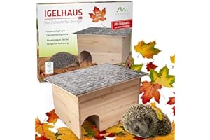 Gardigo® Casetta per Ricci - Kit in Legno | Tetto Resistente alle Intemperie | 48x29x38 cm | Riparo dai Predatori | Rifugio per Ricci per Giardino | Casetta per Piccoli Animali | Casetta Porcospini