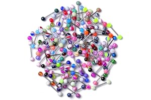 ZTANRWQ 30 Pièces Piercing Langue - Piercing Teton - Piercing Barbell Barre De - Avec Boule Acrylique Piercing a La Langue 16 mm Couleur mélangée