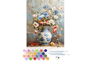CEOVR Painting by Numbers for Adults,Flowers Canvas Oil Painting Kit Complete,Flowers DIY Paint by Numbers for Adults Beginners,40x50 cm Frameless Sanger Flower Paint by Numbers