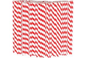 Lives on Green 26 x 0,6 cm, cannucce di carta con strisce rosse e bianche, 100 pezzi, per compleanni, matrimoni, eventi, feste