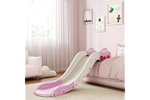 AIYAPLAY Kids Slide, Indoor Toddler Sofa Slide with Extended Length for Bed, Stairs, Easy to Assemble and Store, Pink