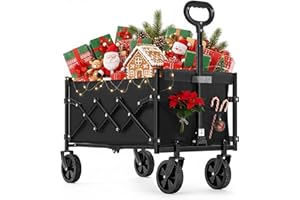 ‎SONGMICS SONGMICS Kleiner Handwagen faltbar, Gartenwagen, kompakt, mit Griff, mit 4 verstärkten Rollen, Davon 2 Universalräder, bis 180 kg belastbar, Outdoor, Garten, 90 L, tintenschwarz GFW909B01