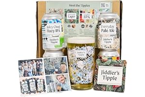 Jiddler's Tipple Craft Beer & Snacks Gift Hamper for Men - The Ultimate Birthday Present - The Best Dad Gifts & Husband Gift Basket - 6 Pack Gift Hamper Basket