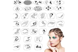 SRIZIAN 32 Pieces Face Paint Stencils, Reusable Face Paint Templates, Eye Tattoo Stencils Body Paint Stencils for Kids Party Holiday Halloween Makeup