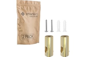 smartect support Mural et plafond à pour fixer les câbles [2 pièces, Or] Fixation au Plafond avec vis et chevilles, Support de Câble en saillie pour vos projets DIY