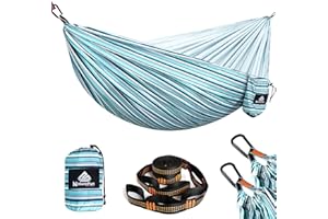 NATUREFUN Ultralekki podróżny hamak kempingowy, nośność 300 kg, oddychający, szybkoschnący, przenośny, 2 x karabińczyk premium, 2 x nylonowe zawiesia w zestawie, do użytku na zewnątrz i do wewnątrz