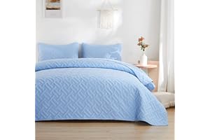 beeweed Colcha para Cama con Motivos Cesta Colcha Multiuso Edredón de Patchwork Manta de Dormitorio Suave y Agradable para la Piel Diseño Reversible Azul Cielo 240x260 cm