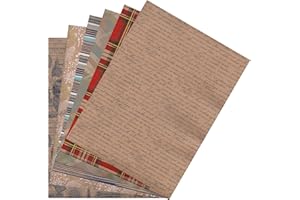 ARKRAFT carta da regalo set 6 fogli formato XXL 90 x 65 cm confezione senza plastica carta kraft (Vintage)