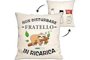 Bommex Divertente copricuscino con tasche per fratello da sorella Fratello Copricuscino bifacciale per fratello Regalo di compleanno Regalo di Natale (fratello)