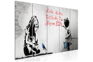 Runa Art Quadri XXL Arte Di Strada 200 x 80 cm Grigio rosso 5 Pezzi Street Art - Made in Germany - 040655a