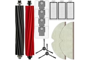 (13 Delar) Kompatibel med Roborock Q5 Pro/Q5 Pro+/Q8 Max/Q8 Max+, 2 Rulleborstar, 2 Sidoborstar, 3 Filter, 4 Dammpåsar, 2 Mop