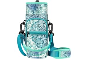 CaseBot Torba na butelkę z wodą, torba na ramię, sportowa torba na butelkę wody, uchwyt rękaw z regulowanym paskiem na ramię i 2 kieszeniami dla mężczyzn i kobiet, na wędrówki, kemping, podróże,