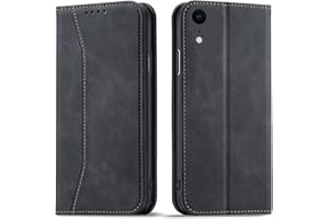 OKZone Compatible with iPhone XR (6.1 inch) Case, Magnetic Leather Mobile Phone Case, Card Slots iPhone XR Protective Case, [Premium PU Leather] Flip Foldable Shockproof Magnetic Stand Function