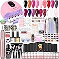 DouborQ Gel Nail Kit with Electric Nail Drill Nail Lamp - 15 Colors Gel Nail Polish Set with Lamp Starter Kit, 3 Colors Poly Nail Extension Gel Kit, Nail Art Kit Tools for Beginner DIY at Home