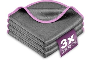 Airlab 3X Paños de Limpieza Magico 400GSM, Bayetas Microfibra para Cristales Sin Rayas, Trapos de Carbono Sin Pelusa, Balletas para Ventanas Vidrios Baño Espejo Cocina Plato Coche, 30 x 30 cm