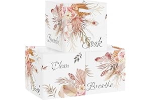 Clastyle Set di 3 Scatole Portaoggetti Fiore Cubo di Stoccaggio per Armadio Vestiti Cesto Scaffali Bambini Scrigno dei Giocattoli e Libri per Scuola Materna,Boho,30x30x30 cm