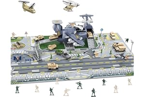 BODERAM Military Transport Cargo Airplane Cars Toy with Vehicle Soldier Helicopter Combat Toy,Aircraft Model Toys Playset with Figures,Mini Fighting Vehicle Army Men Base Play Map for Kids Boys Girls Age 3+