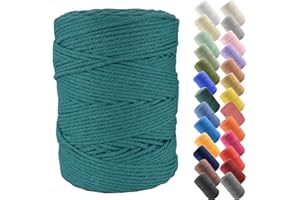 GOXEON 3mm x 400m Makramee Schnur Baumwollschnur - 4 Stränge gedrehte Naturschnur für Wandbehang, Pflanzenaufhänger, Basteln, Stricken