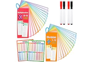 KUFAERBEAM 30 Blatt 1X1 Lernen Spiel, Lernkarten Mathematik Für Multiplikation Und Division Mit Übungsblättern, Einmaleins Karten mit 4 Markierungsstift ab 5 Jahren zum Rechnen Lernen
