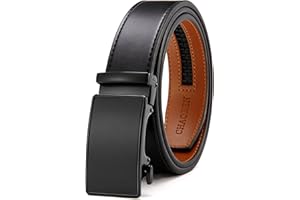 CHAOREN Buckley Ceinture automatique en cuir à cliquet pour homme avec boucle automatique pour costume d'affaires, 35 mm de large, ceinture sans trous, taille ajustée