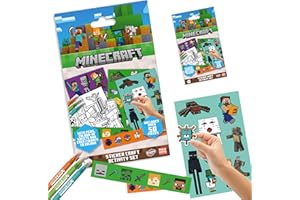 Minecraft by Bladez Toyz Sticker Set with Over 50 Stickers - 1 Pack - Stickers for Children - Creative Fun for Kids - Perfect for Party Bags & Gifts - Includes Character Cards & Colouring Pages