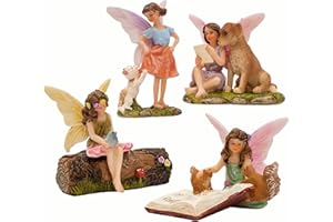 PRETMANNS Fairies for Fairy Garden with Adorable Miniature Animals – A Cute Accessories Kit for Outdoor – 5 Piece Figurine Collection