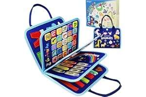 GOOJOOY Busy Board Montessori Juguetes Niños 1 2 año, 20 in 1 Portátil Activity Board Juguetes 1 2 3 + Años Niños, Aprende Educación Básico Temprana Habilidade Juguetes