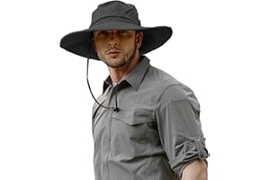 ZLYC Chapeau Boonie à Large Bord imperméable pour Homme - Chapeau de Soleil d'extérieur - Protection Solaire