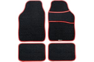 CarMats.co.uk Universal Car Mats - Carpet Right Hand Drive Car Floor Mats (Red Trim)