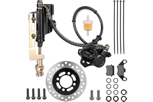 RUTU Rear Foot Brake Master Cylinder Caliper Assembly with Brake Disc for 50cc 70cc 90cc 110cc 125cc Taotao 125D Boulder B1 Coolster Kazuma SunL RPS Icebear 3050HD 3050C Yamoto Vitacci ATV