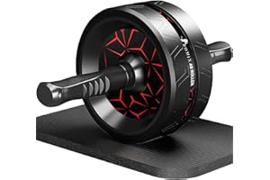 ROMIX Ab Roller Exercise Wheel, Ultra-Wide Exercise Wheels with Extra Thick Knee Mat for Home Gym Fitness, Abs Workout Equipment for Abdominal and Core Strength Training for Men and Women
