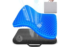 Vmingo Cuscino Gel Per Sedia,Cuscino antidecubito-Cuscino gel Elastico per Il Sostegno del Sedile,Fresco e Traspirante, Cuscino per Sedia Ufficio per Ridurre la Pressione Su Fianchi (Blu scuro)