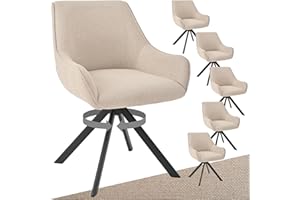 ‎GOEURVANT Goeurvant Esszimmerstühle Drehbar 6er Set mit Armlehne – 360°Drehbar Polsterstuhl Leinen Modern Drehstuhl Küchenstuhl mit Metallgestell und Rückenlehne für Esszimmer, Wohnzimmer, Büro, Beige