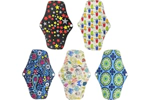 MIVAIUN 5 szt. 26 cm podpaski higieniczne wielokrotnego użytku, podpaski higieniczne, bardzo chłonne, higieniczne podkładki higieniczne, podkładki menstruacyjne, nadające się do prania, wkładki