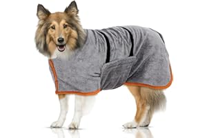 AERZOUSER Ropa y Toalla de Secado Rápido para Perro, Bata de Baño Absorbente (L)