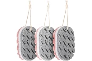 WLLHYF 3 Stück Badeschwamm für Frauen, Schwamm, Luffa, Körperschrubber, tiefes Peeling, Duschschwamm für Körper, große Größe, Badeschwamm, Badezubehör (cremefarbenes Pulver)