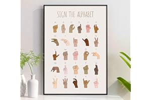 ZEKONI Poster mit amerikanischer Zeichensprache, Zeichensprache, Alphabetdruck, ASL-Poster, pädagogische Poster, inklusive Zeichensprachen-Alphabet, ASL Alphabet, Klassenzimmer, Dekoration – 30.5x45.7 cm